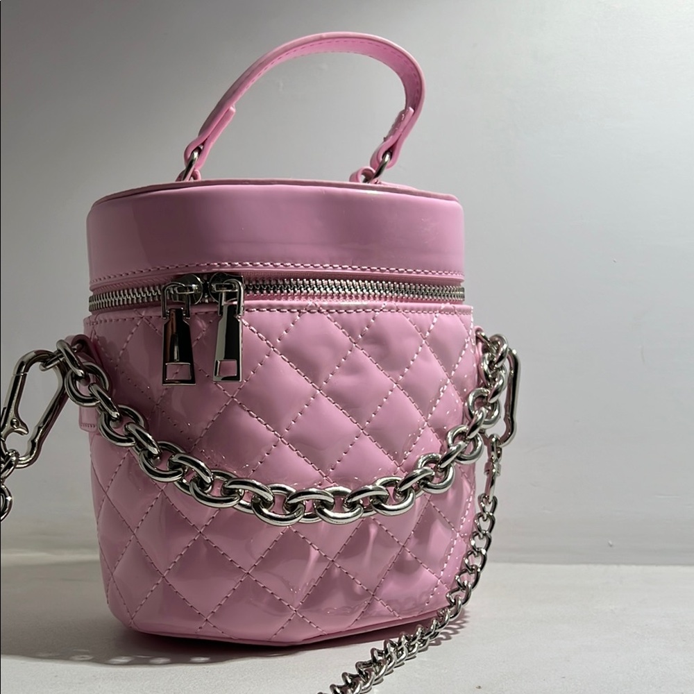 Pink Quilted Mini Bag with Chain Strap
